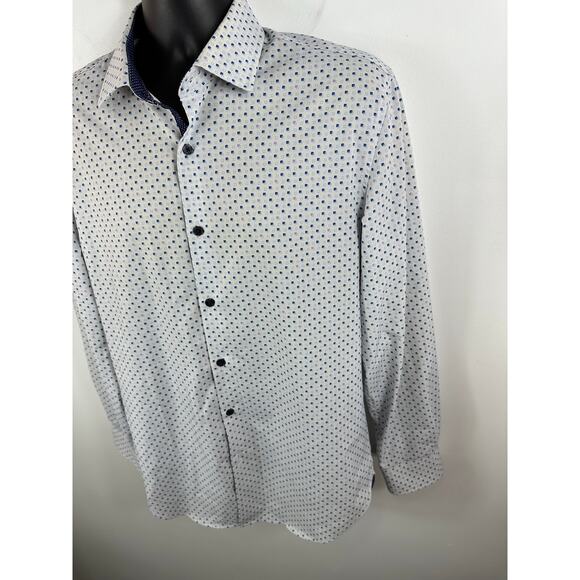 WRK 4 Way Stretch Performance Long Sleeve Button Up Geometric Print Size 16 Lrg - Picture 12 of 14